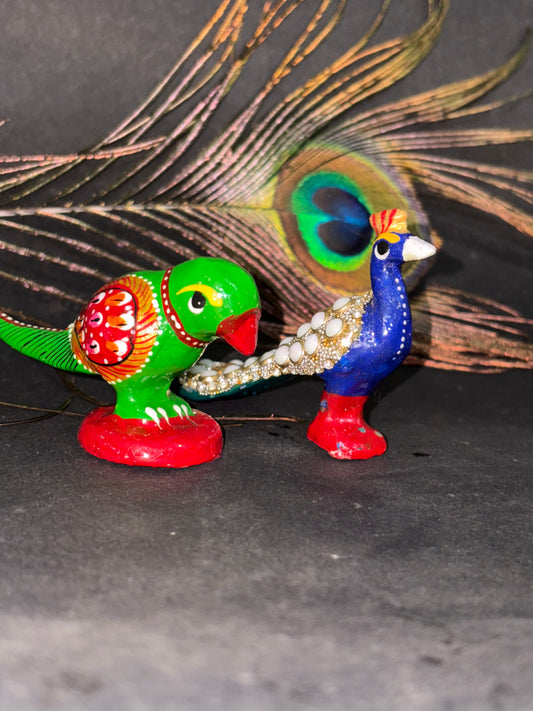 Porcelain clay  Parrot & Peacock pair